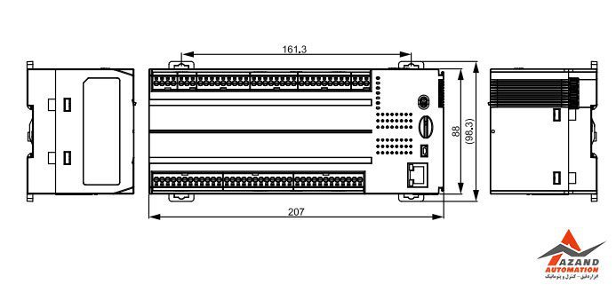 ابعاد PLC دلتا سری AS مدل AS148P-A