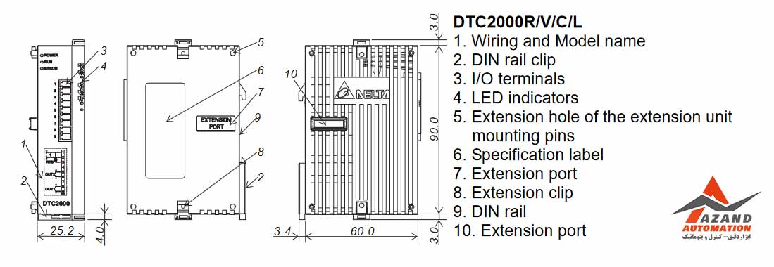 اجزای ماژول توسعه کنترلر دما دلتا DTC2001V سری DTC ولتاژ پالسی-رله