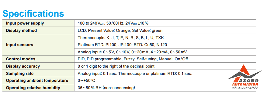 جدول فنی برد خروجی RETRANS اضافه شونده به کنترلر دمای دلتا سری DT3