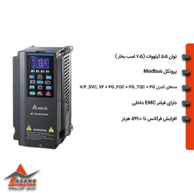 اینورتر 5.5 کیلووات سه فاز دلتا CH2000 مدل VFD055CH43A-21