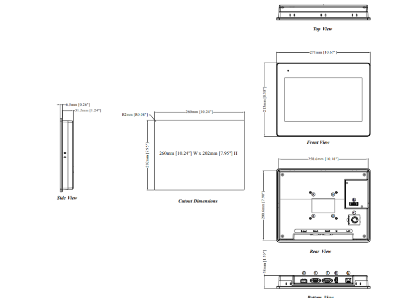 ابعاد HMI وینتک CMT1106X