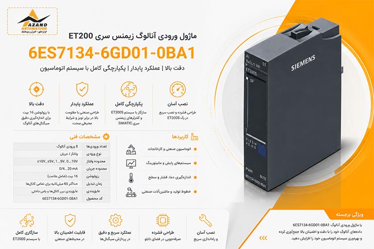 ماژول آنالوگ زیمنس سری ET200 مدل 6ES7134-6GD01-0BA1