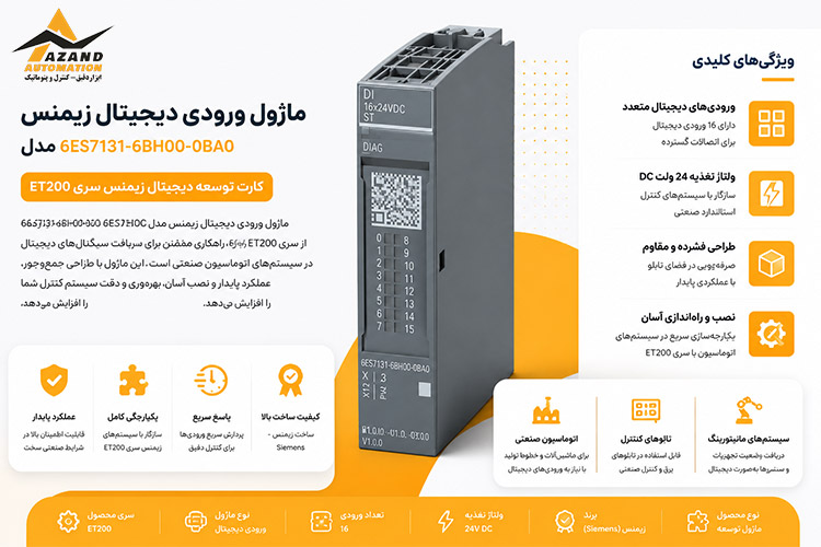 ماژول ورودی دیجیتال زیمنس مدل 6ES7131-6BH00-0BA0